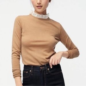 JCrew Women’s M - Tan lace neck sweater
